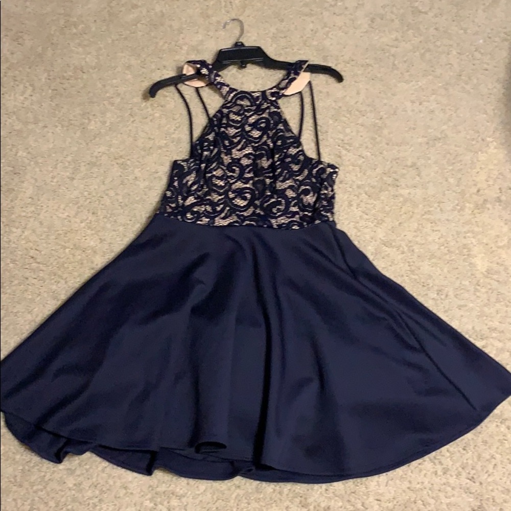 Navy and Tan Formal Dress